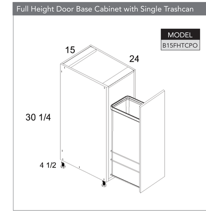 B15FHTCPO - Full Height One Door Bases with Accessory Pullout product diagram