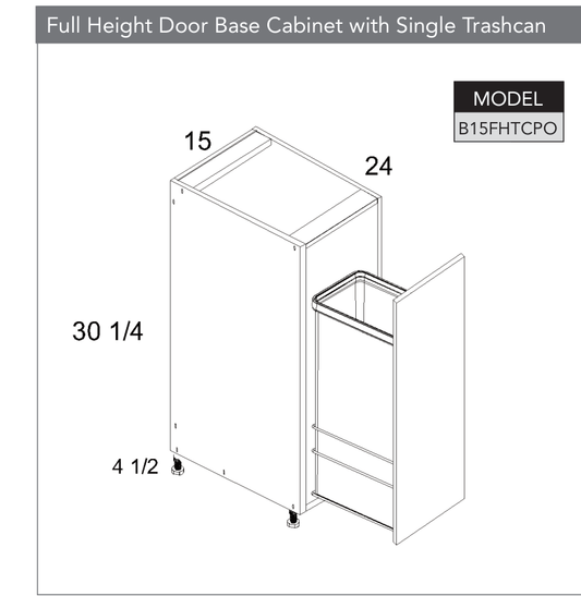 B15FHTCPO - Full Height One Door Bases with Accessory Pullout product diagram