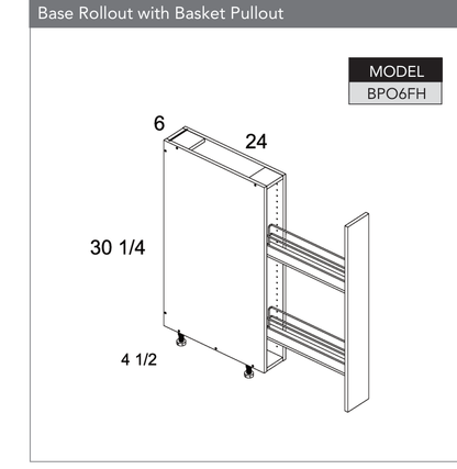 BPO6FH - Full Height One Door Bases with Accessory Pullout product diagram