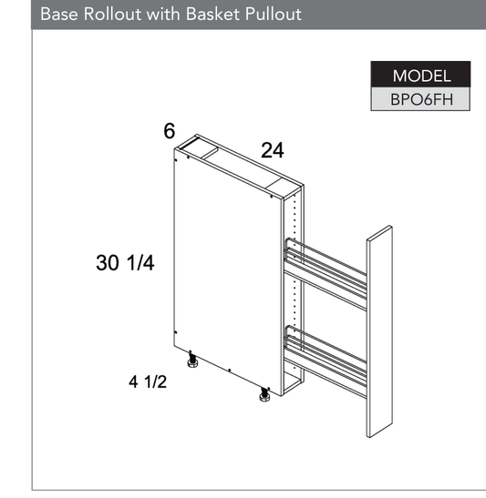 BPO6FH - Full Height One Door Bases with Accessory Pullout product diagram