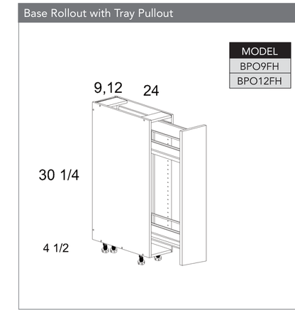 BPO12FH - Full Height One Door Bases with Accessory Pullout product diagram
