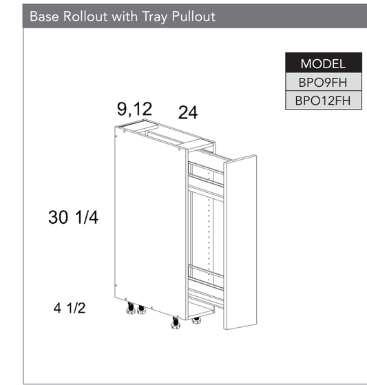 BPO12FH - Full Height One Door Bases with Accessory Pullout product diagram