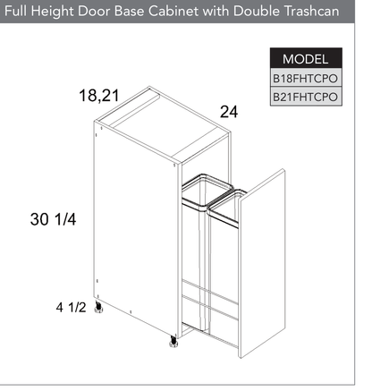 B21FHTCPO - Full Height One Door Bases with Accessory Pullout product diagram