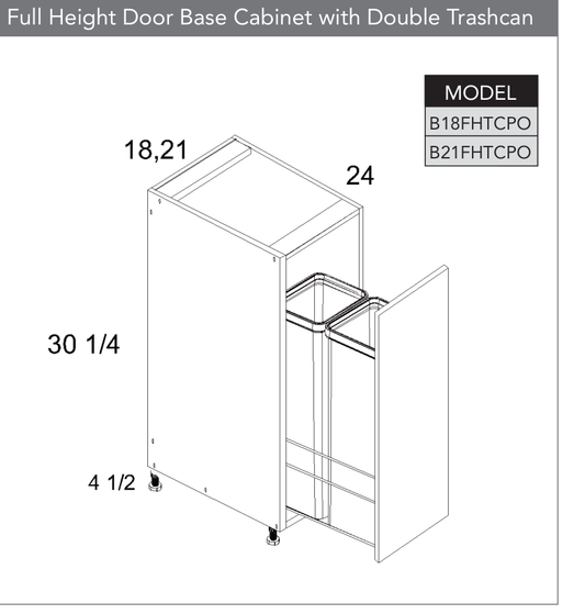 B21FHTCPO - Full Height One Door Bases with Accessory Pullout product diagram