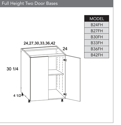 B42FH - Full Height Two Door Base Cabinet product diagram