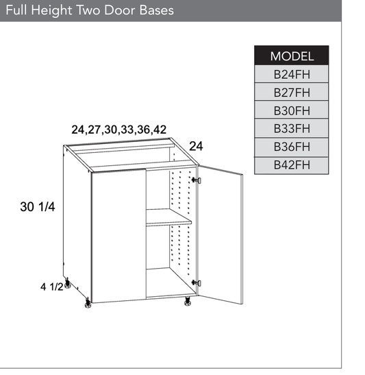 B42FH - Full Height Two Door Base Cabinet product diagram