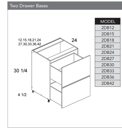 2DB42 - Two Drawer Base Cabinet product diagram