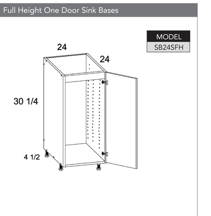 SB24SFH - Full Height One Door Sink Base Cabinet product diagram