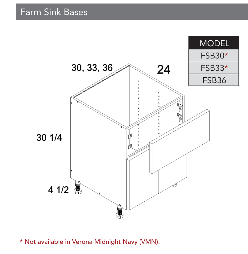 FSB36 - Farm Sink Base Cabinet product diagram