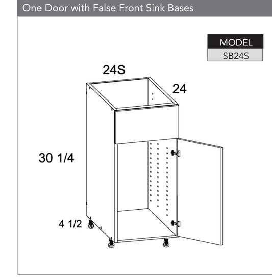 SB24S - Sink Base Cabinet with False Front and One Door product diagram