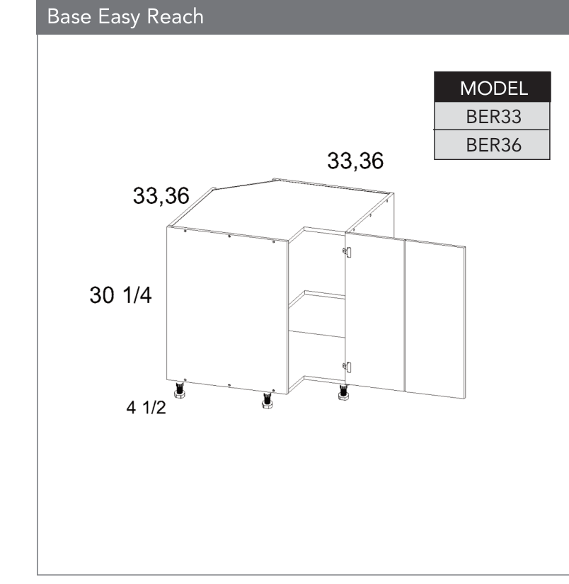 BER36 - Base Easy Reach Cabinet product diagram