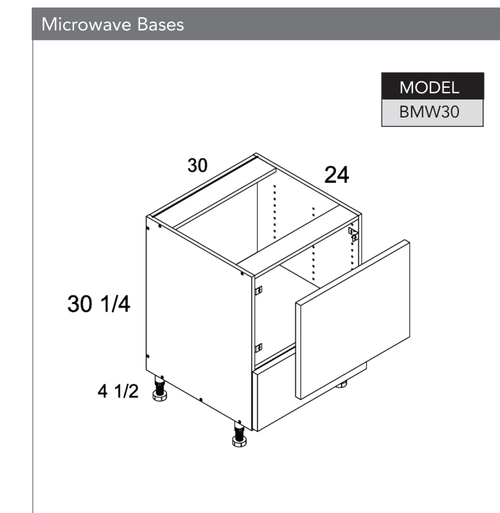 Frameless BMW30 - Base Microwave Cabinet - BMW30-PGW