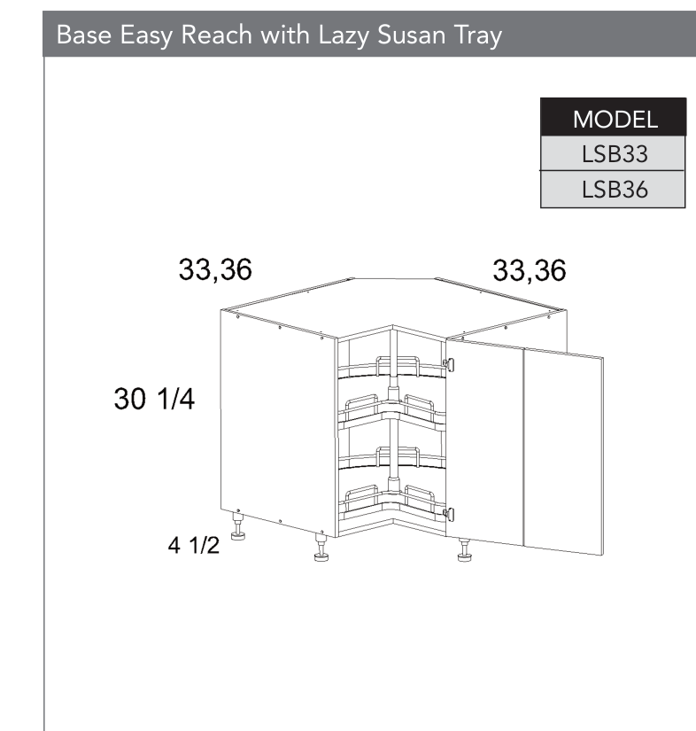 LSB36 - Base Easy Reach Cabinet with Lazy Susan product diagram