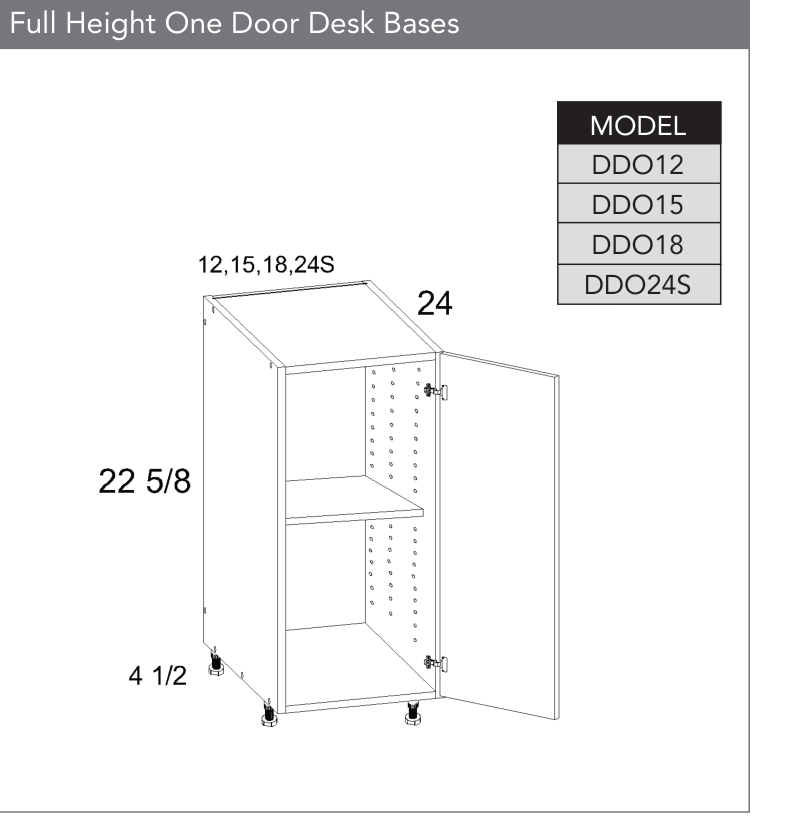 DDO24S - One Door Desk Base Cabinet product diagram