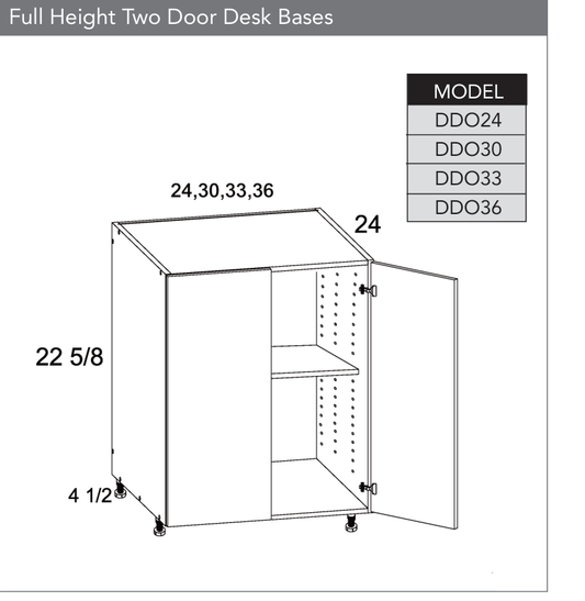 DDO36 - Two Door Desk Base Cabinet product diagram