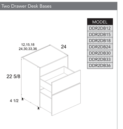 DDR2DB36 - Two Drawer Desk Base Cabinet product diagram