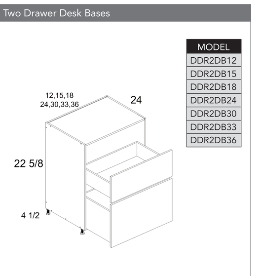 DDR2DB36 - Two Drawer Desk Base Cabinet product diagram