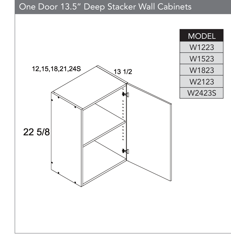 W2423S - 13.5" Deep Wall Cabinets (Continued) product diagram