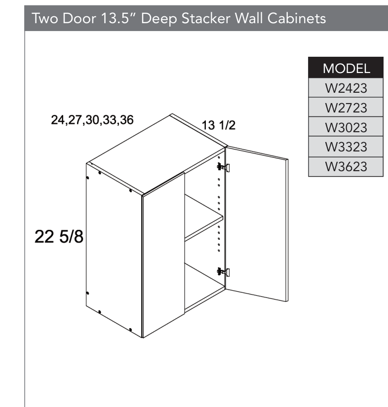W3623 - 13.5" Deep Wall Cabinets (Continued) product diagram