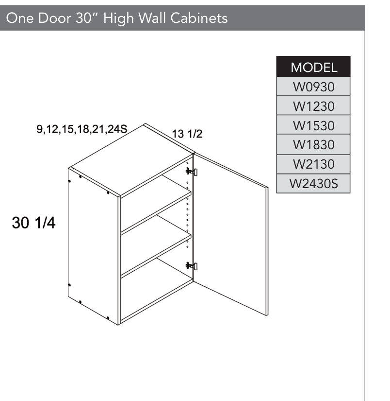 W2430S - 30" High Wall Cabinet product diagram