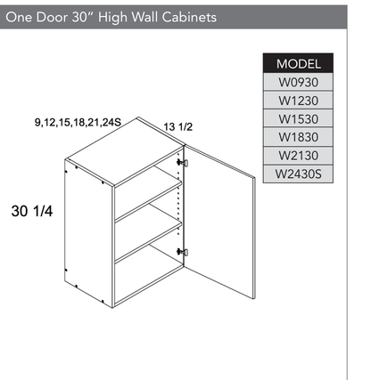 W2430S - 30" High Wall Cabinet product diagram