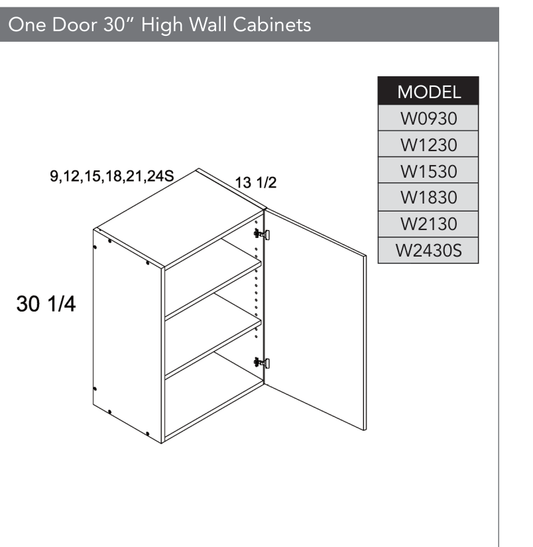W2430S - 30" High Wall Cabinet product diagram