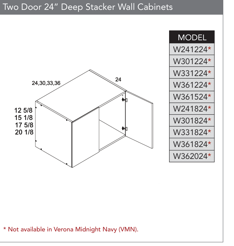 W362024 - 24" Deep Wall Cabinets (Continued) product diagram