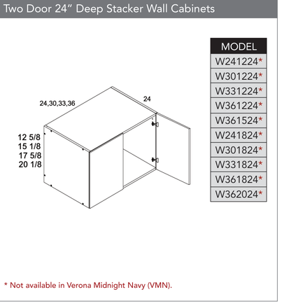 W362024 - 24" Deep Wall Cabinets (Continued) product diagram