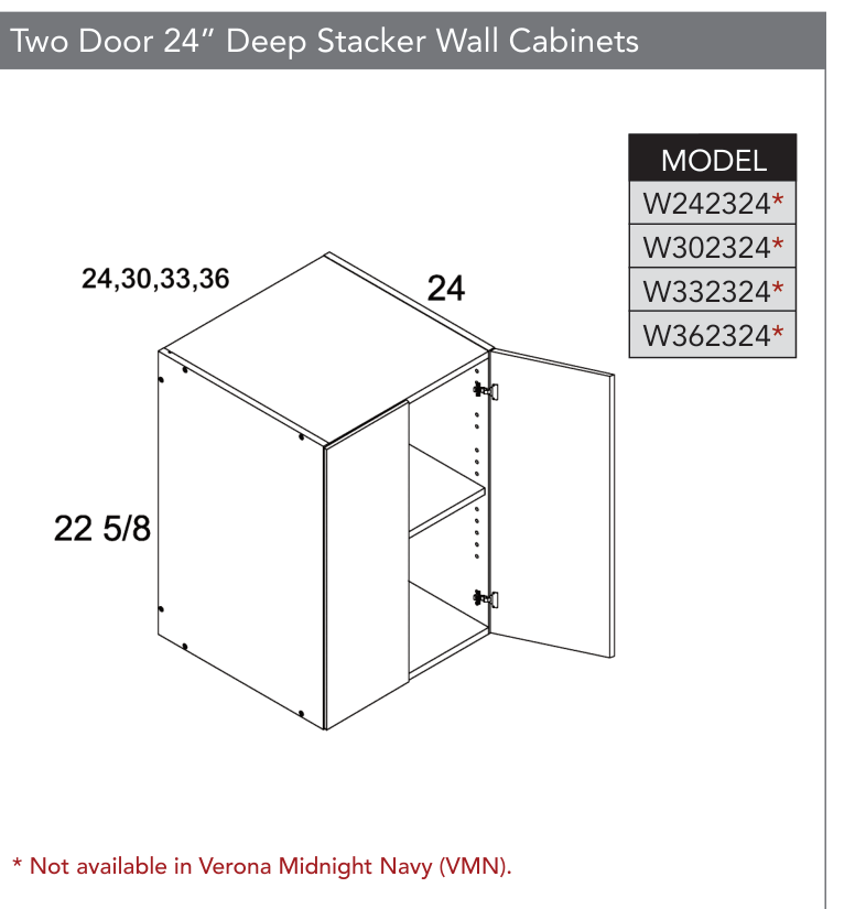 W362324 - 24" Deep Wall Cabinets (Continued) product diagram