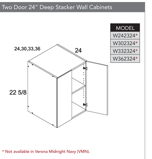 W362324 - 24" Deep Wall Cabinets (Continued) product diagram