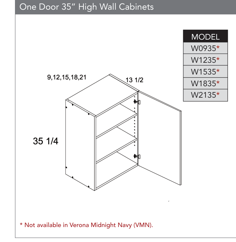 W2135 - 35" High Wall Cabinets (Continued) product diagram