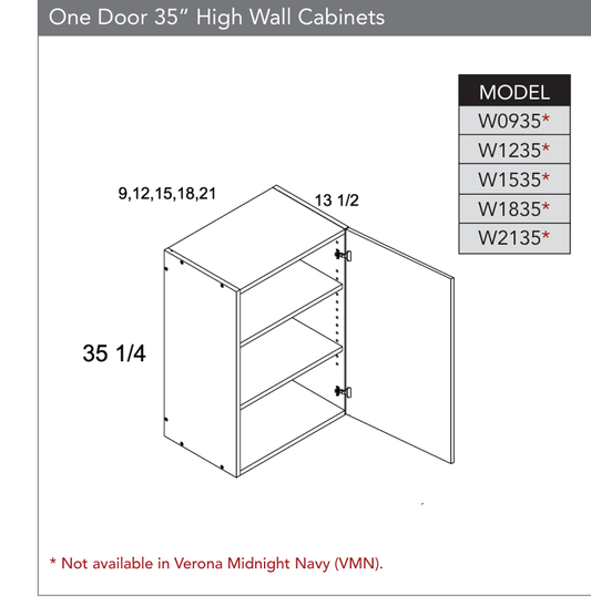 W2135 - 35" High Wall Cabinets (Continued) product diagram