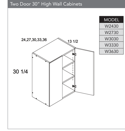 W3630 - 30" High Wall Cabinet product diagram