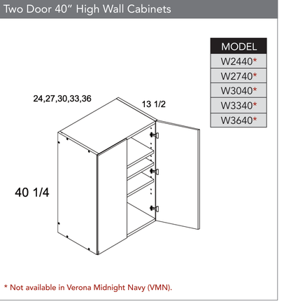 W3640 - 40" High Wall Cabinet product diagram