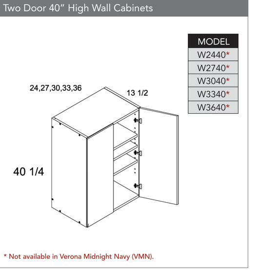 W3640 - 40" High Wall Cabinet product diagram