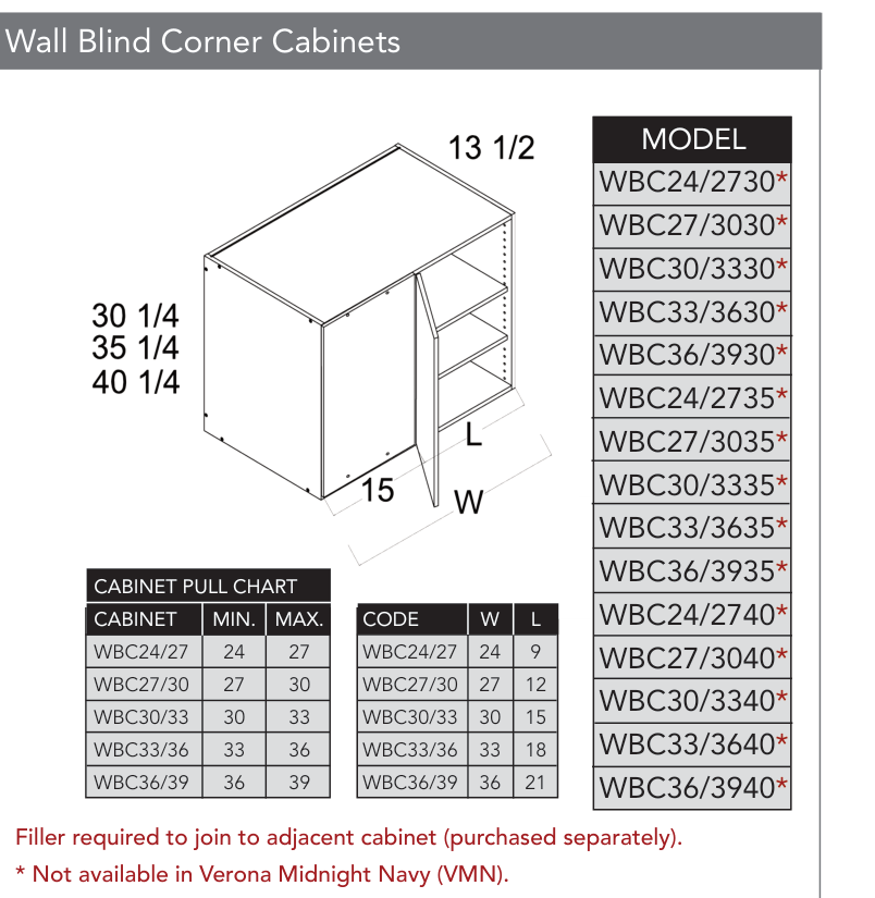WBC36/3940 - Wall Corner Cabinets (Continued) product diagram