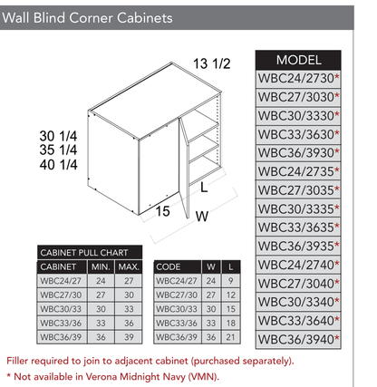 WBC36/3940 - Wall Corner Cabinets (Continued) product diagram