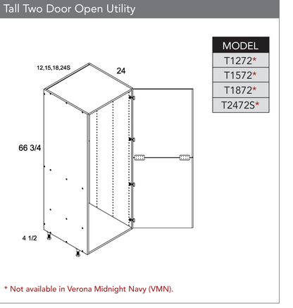 T2472S - Tall Two Door Open Utility Cabinet product diagram