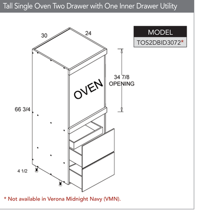 TOS2DBID3072 - Tall Single Oven Two Drawer One Inner Drawer Utility Cabinet product diagram