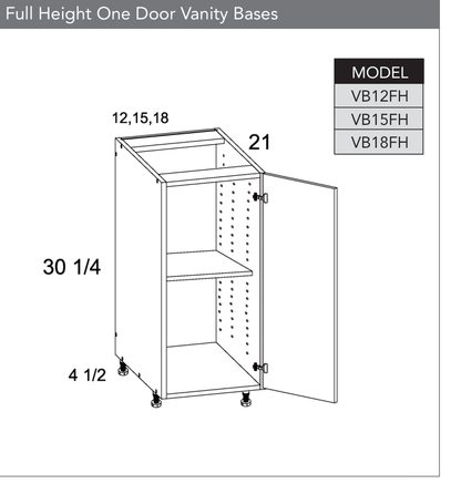VB18FH - Full Height One Door Vanity Base Cabinet product diagram