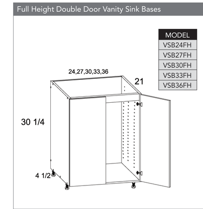 VSB36FH - Full Height Double Door Vanity Sink Bases (Continued) product diagram