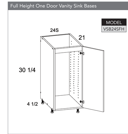 VSB24SFH - Full Height One Door Vanity Sink Base product diagram