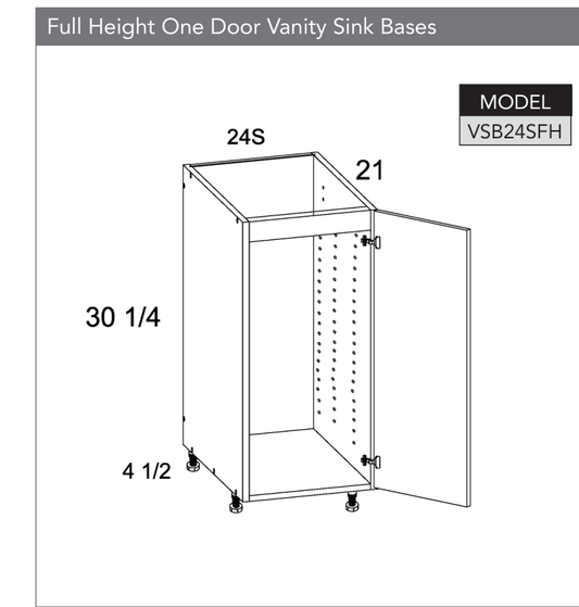 VSB24SFH - Full Height One Door Vanity Sink Base product diagram