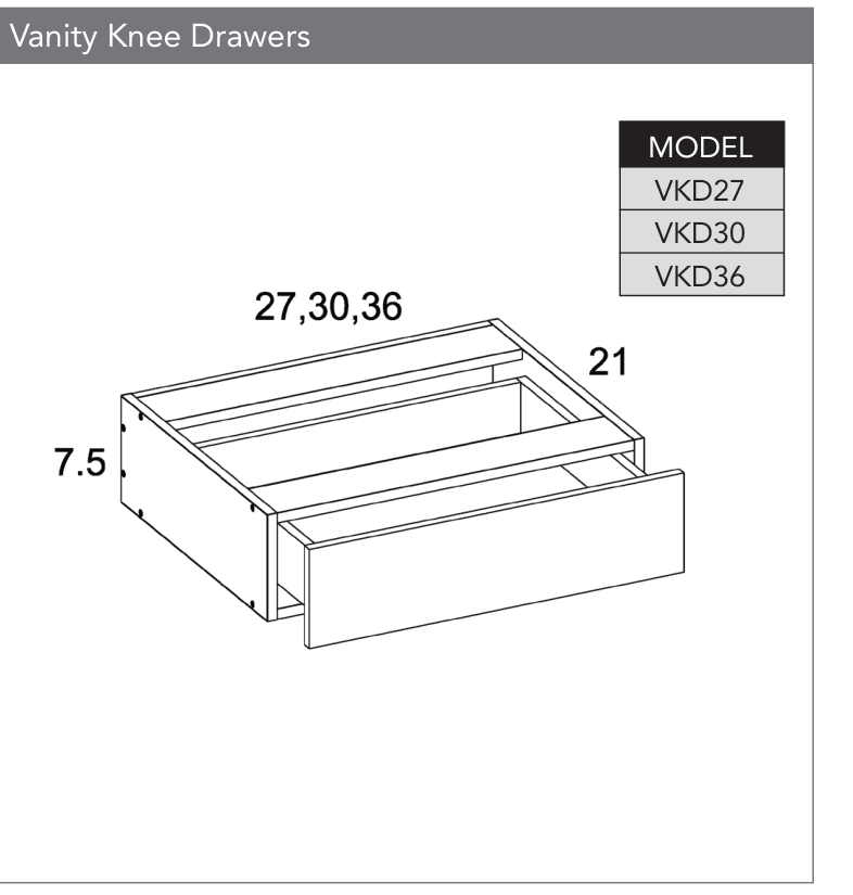 VKD36 - Vanity Knee Drawers product diagram