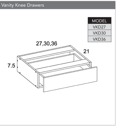 VKD36 - Vanity Knee Drawers product diagram