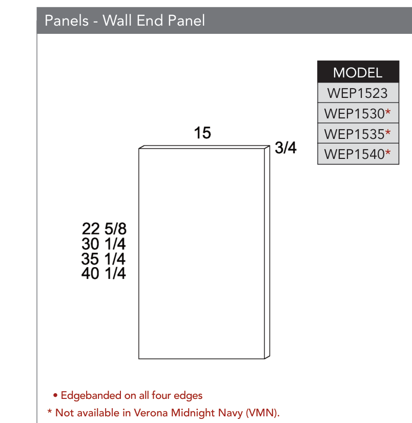 WEP1540 - Panels & Fillers product diagram