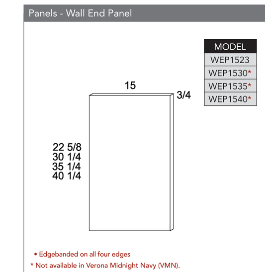 WEP1540 - Panels & Fillers product diagram